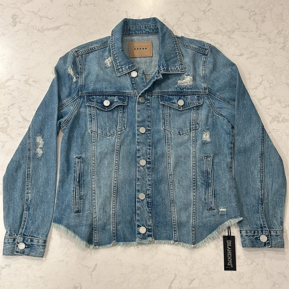 BLANKNYC Distressed Light Wash Denim Jacket Size Large NWT